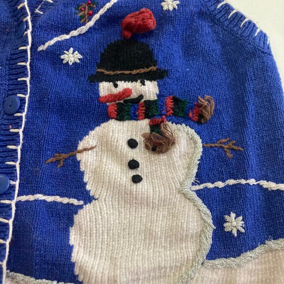 Vintage Capacity Winter Ugly Christmas Sz XL Sweater Vest Embroidered Snowman - Picture 7 of 11